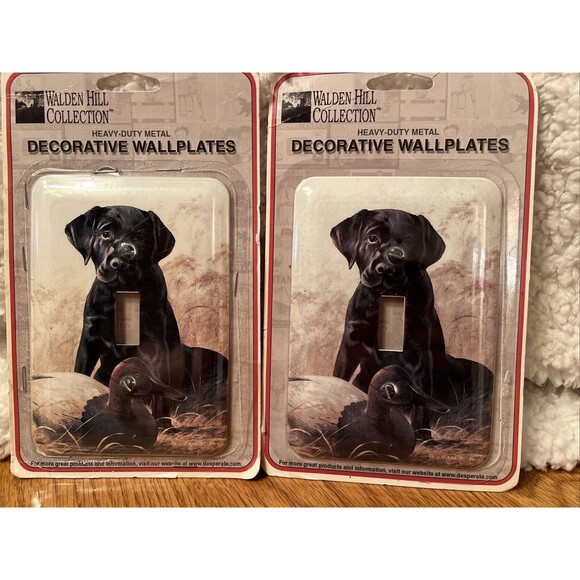 Desperate Enterp Other - METAL LIGHT PLATE SWITCH WALL COVERS BLACK‎ LAB DOG PUPPY Set Of 2